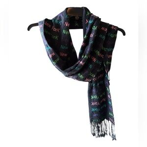 Pashmina Black New York Scarf with Fringed Ends